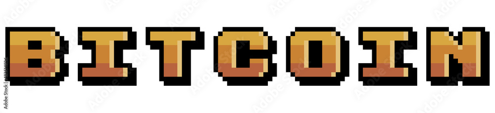 Poster pixel art bitcoin logo vector icon for 8bit game on white background