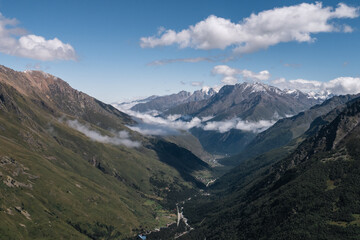 Obraz premium Mountains valley in summer day. Elbrus region