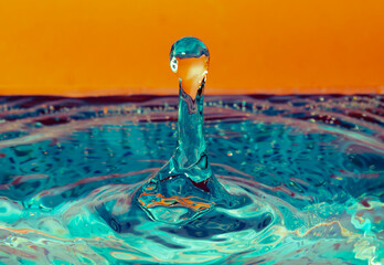 Close up of water drop and splash
