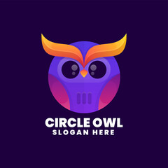 Vector Logo Illustration Circle Owl Gradient Colorful Style.