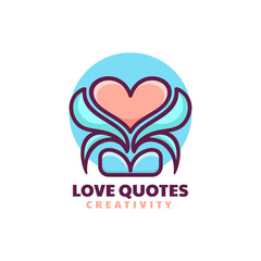 Vector Logo Illustration Love Simple Mascot Style.