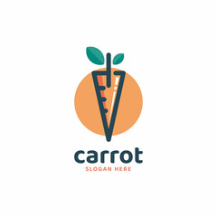Vector Logo Illustration Carrot Simple Mascot Style.