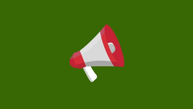 megaphone icon animation concept.cool effect. Multiple morphins with many objects.morph icon with trails.morph shapes.green background.