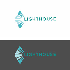 Abstract light beam of lighthouse logo design