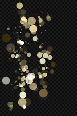Shining bokeh isolated on transparent background. Golden bokeh lights with glowing particles isolated. Christmas concept