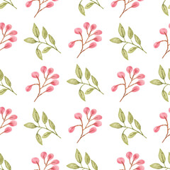 Watercolor leaf seamless pattern