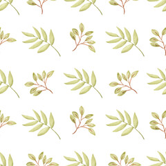 Watercolor leaf seamless pattern