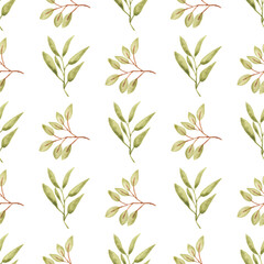 Watercolor leaf seamless pattern