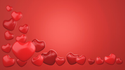 Valentine's day background with hearts.3d rendering