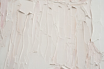 Macro. Abstract art. Expressive embossed pasty oil paints and reliefs. Colors: white