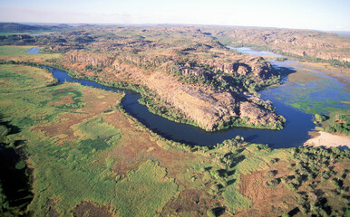 The East Alligator river separates Arnhem Land and Kakadu National Park, Northern Territory, Australia.