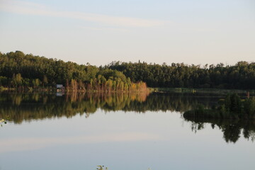 reflection of trees in the lake, Elk Island National Park, Alberta