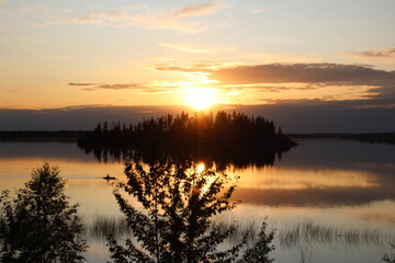 Fototapeta na wymiar Sunset On The Island, Elk Island National Park, Alberta