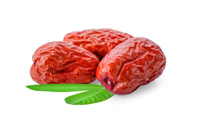 Dried red date or Chinese jujube on white background.