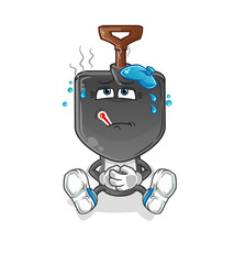 shovel head cartoon sick vector. cartoon character