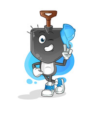 shovel head cartoon young boy character cartoon