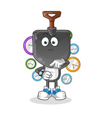shovel head cartoon with wristwatch. cartoon mascot vector