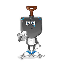 shovel head cartoon cry with a tissue. cartoon mascot vector