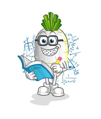 white radish geek cartoon. cartoon mascot vector