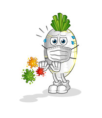 white radish refuse viruses cartoon. cartoon mascot vector