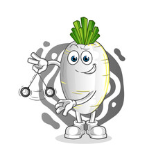 white radish hypnotizing cartoon. cartoon mascot vector