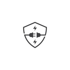 Electricity plug protect, plug shield. Vector icon logo template