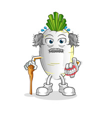 white radish white haired old man. character vector
