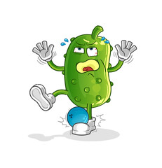 cucumber hiten by bowling cartoon. cartoon mascot vector