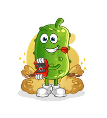 cucumber propose with ring. cartoon mascot vector