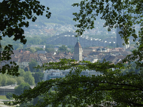 Blick vom Hasenberg &uuml;ber die Altstadt Aarau zum Telli, Aargau