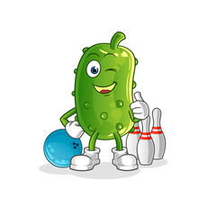 cucumber play bowling illustration. character vector