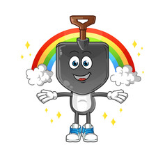 shovel head cartoon with a rainbow. cartoon vector