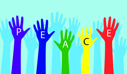 Fototapeta premium Hands icon. Hands with the word peace. Vector illustration. 
