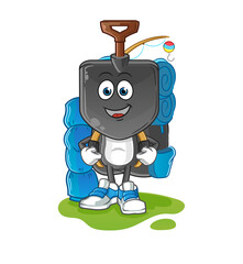 shovel head cartoon go camping mascot. cartoon vector
