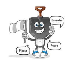 shovel head cartoon hold surrender flag mascot. cartoon vector