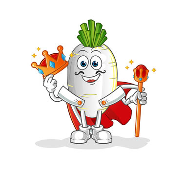 recommend clip art: white radish king vector. cartoon character