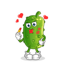 cucumber make up mascot. cartoon vector