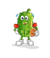 cucumber playing rugby character. cartoon mascot vector