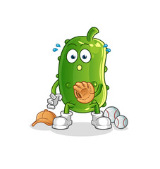 cucumber baseball Catcher cartoon. cartoon mascot vector