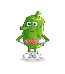cucumber lie like Pinocchio character. cartoon mascot vector