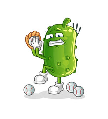 cucumber baseball pitcher cartoon. cartoon mascot vector