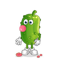 cucumber chewing gum vector. cartoon character