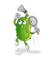cucumber smash at badminton cartoon. cartoon mascot vector