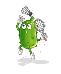 Obraz premium cucumber smash at badminton cartoon. cartoon mascot vector