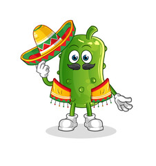 Obraz premium cucumber Mexican culture and flag. cartoon mascot vector