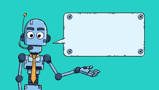 Customer service AI bot avatar with speech bubble animation. Easy to edit talking loop.