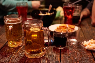 Bar interior. Drinks on the table