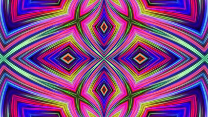 Abstract multicolored symmetrical neon background.