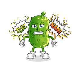 cucumber anime angry vector. cartoon character