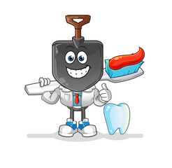 shovel head cartoon dentist illustration. character vector